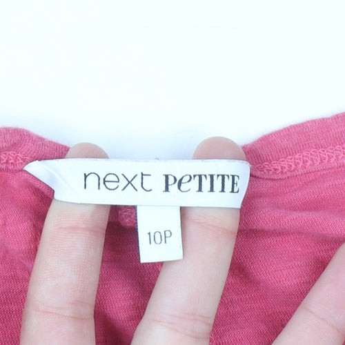 Next Petite Women Pink Rhinestone Heart Cotton T-Shirt Size 10