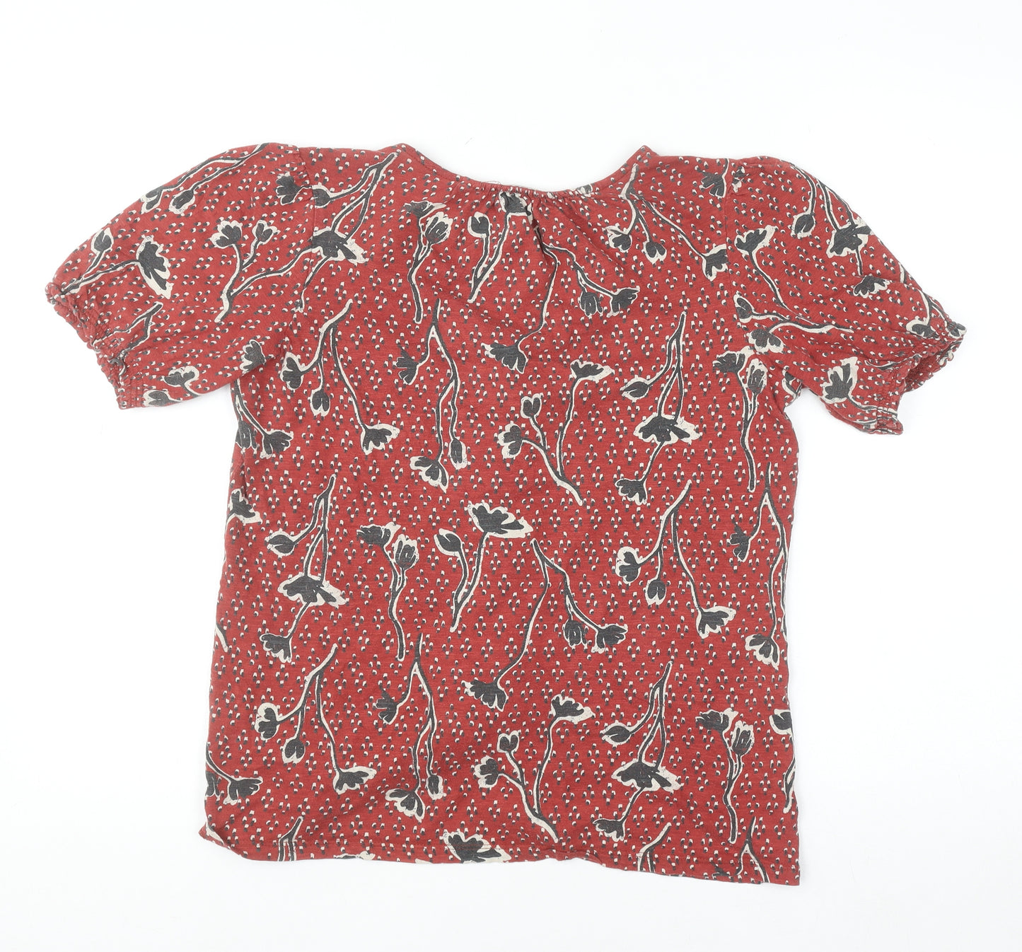 Fat Face Women's Red Floral Short Sleeve Tunic Blouse Size 8