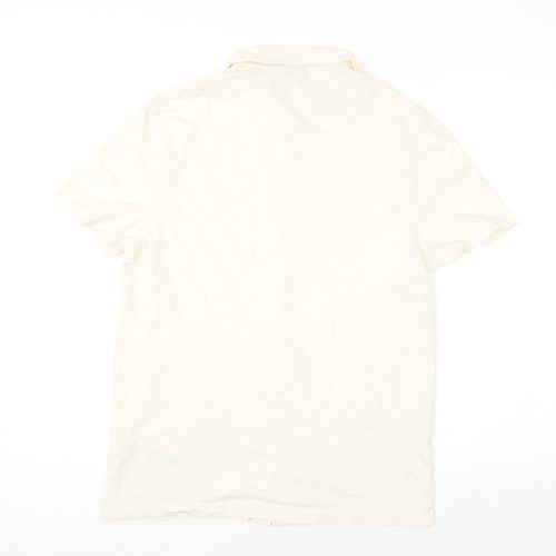 ASOS Design Men's Beige Cotton Short Sleeve Button-Up Shirt M