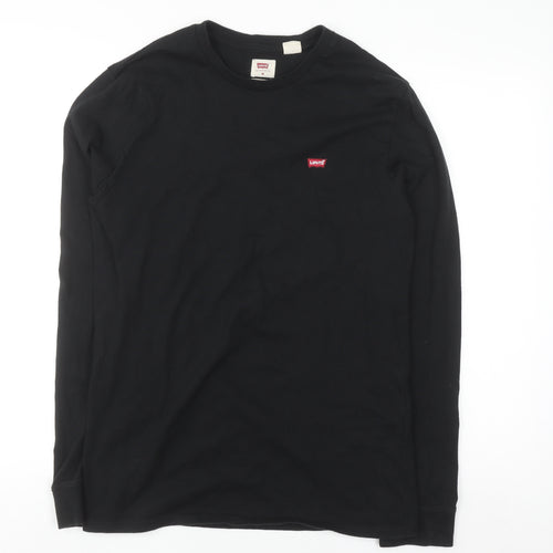 Levi's Men's Black Cotton Long Sleeve Crew Neck Casual Top - Size M