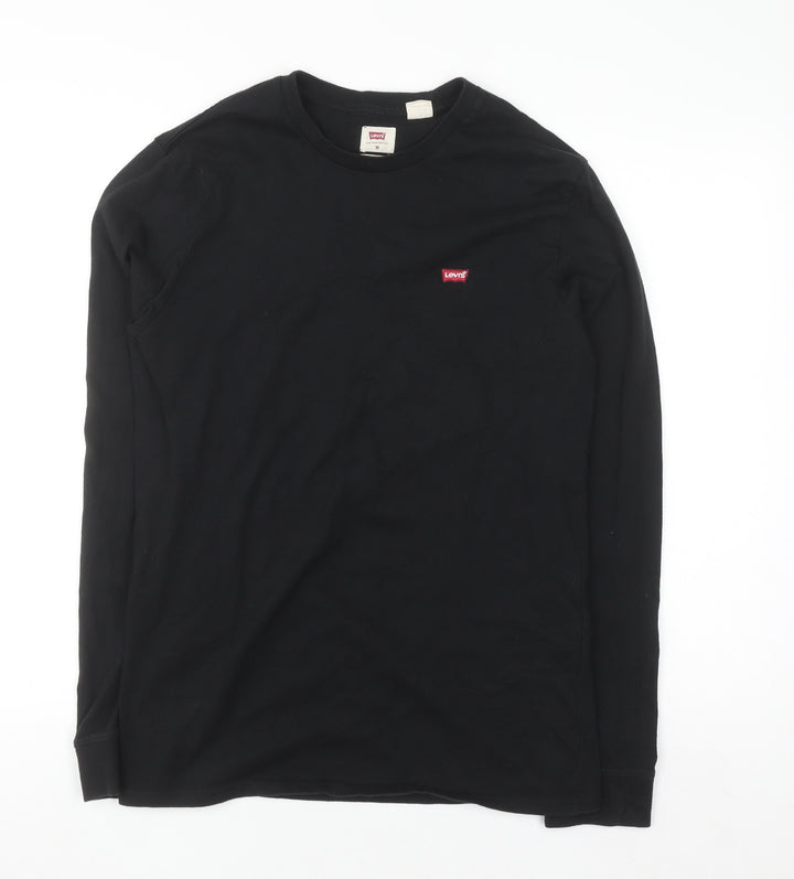 Levi's Men's Black Cotton Long Sleeve Crew Neck Casual Top - Size M