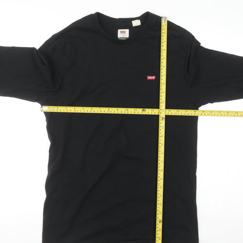Levi's Men's Black Cotton Long Sleeve Crew Neck Casual Top - Size M