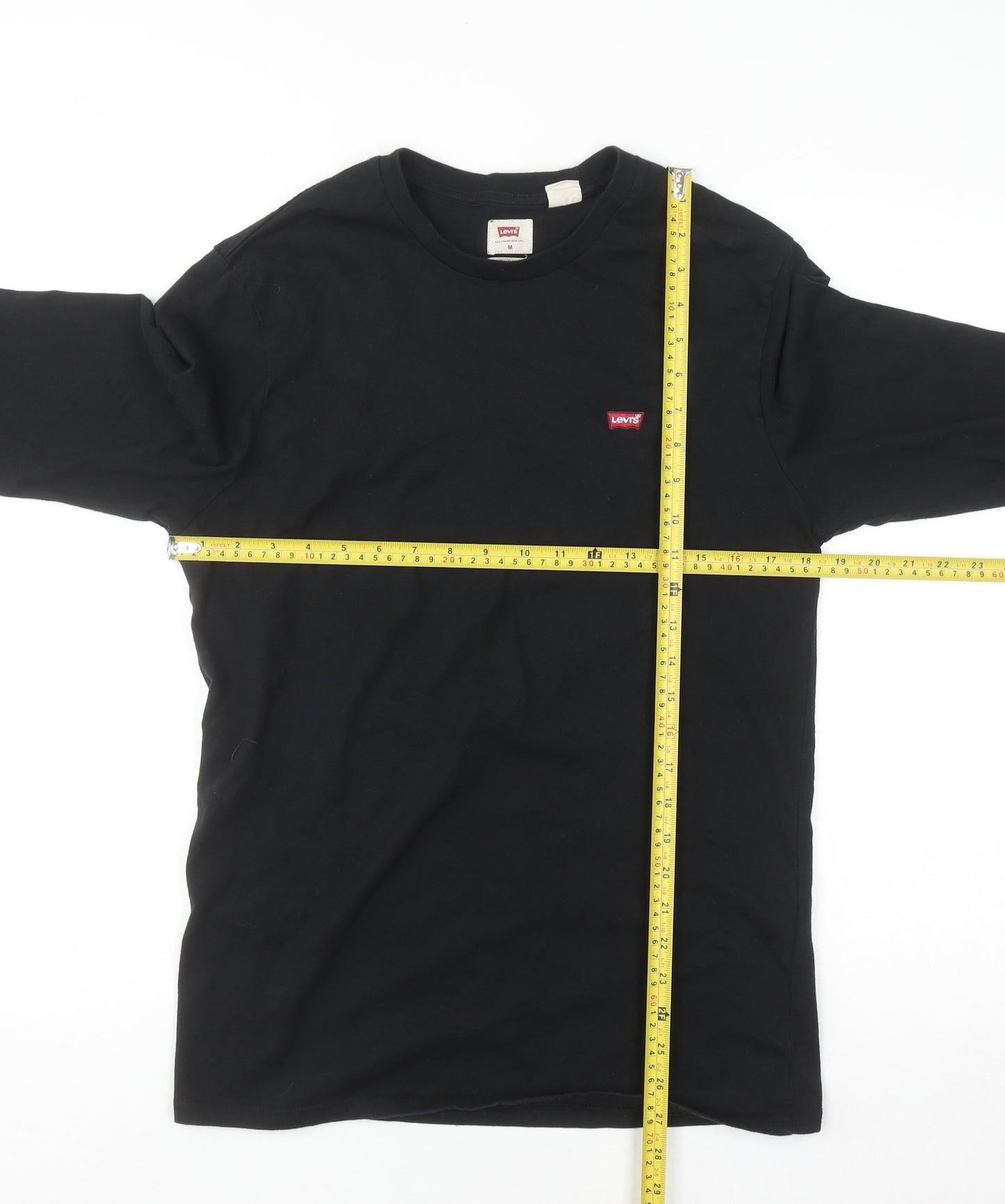 Levi's Men's Black Cotton Long Sleeve Crew Neck Casual Top - Size M