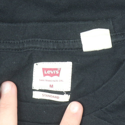 Levi's Men's Black Cotton Long Sleeve Crew Neck Casual Top - Size M