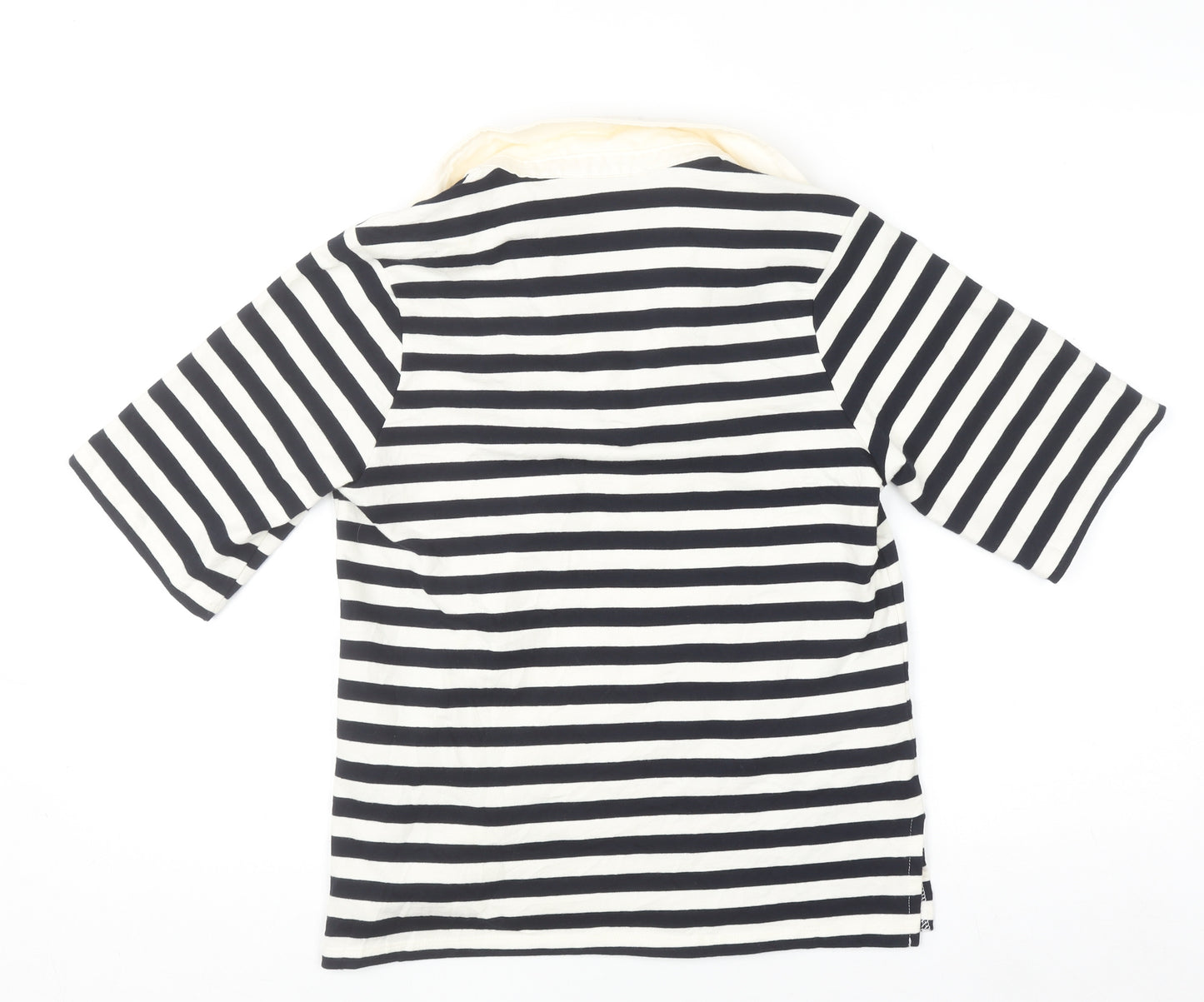 Tu Women’s Black & White Striped Collared T-Shirt Size 6 100% Cotton
