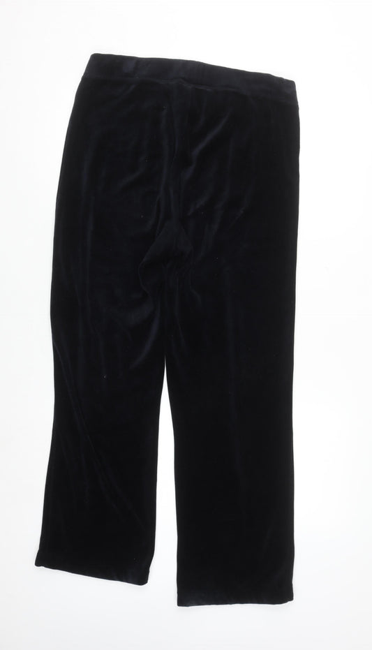 Marks and Spencer Womens Black Velvet Straight Leg Trousers UK 12