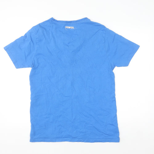 Rawcraft Men's Blue Henley Short Sleeve Cotton T-Shirt Size L
