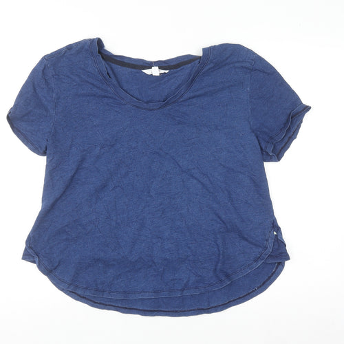 Marks and Spencer Women Blue Cotton Basic Scoop Neck T-Shirt Size 12