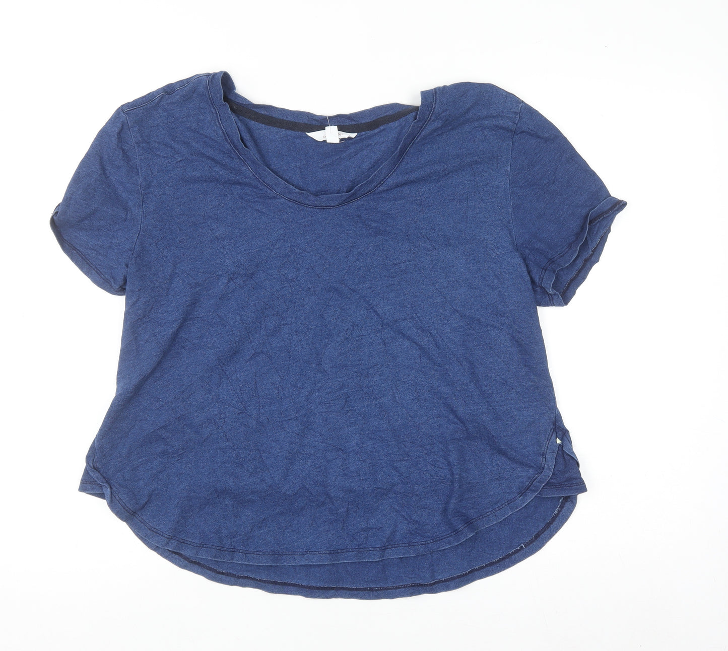 Marks and Spencer Women Blue Cotton Basic Scoop Neck T-Shirt Size 12