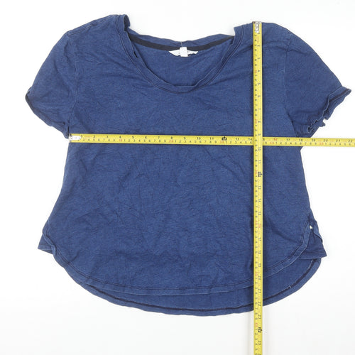 Marks and Spencer Women Blue Cotton Basic Scoop Neck T-Shirt Size 12