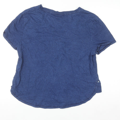 Marks and Spencer Women Blue Cotton Basic Scoop Neck T-Shirt Size 12