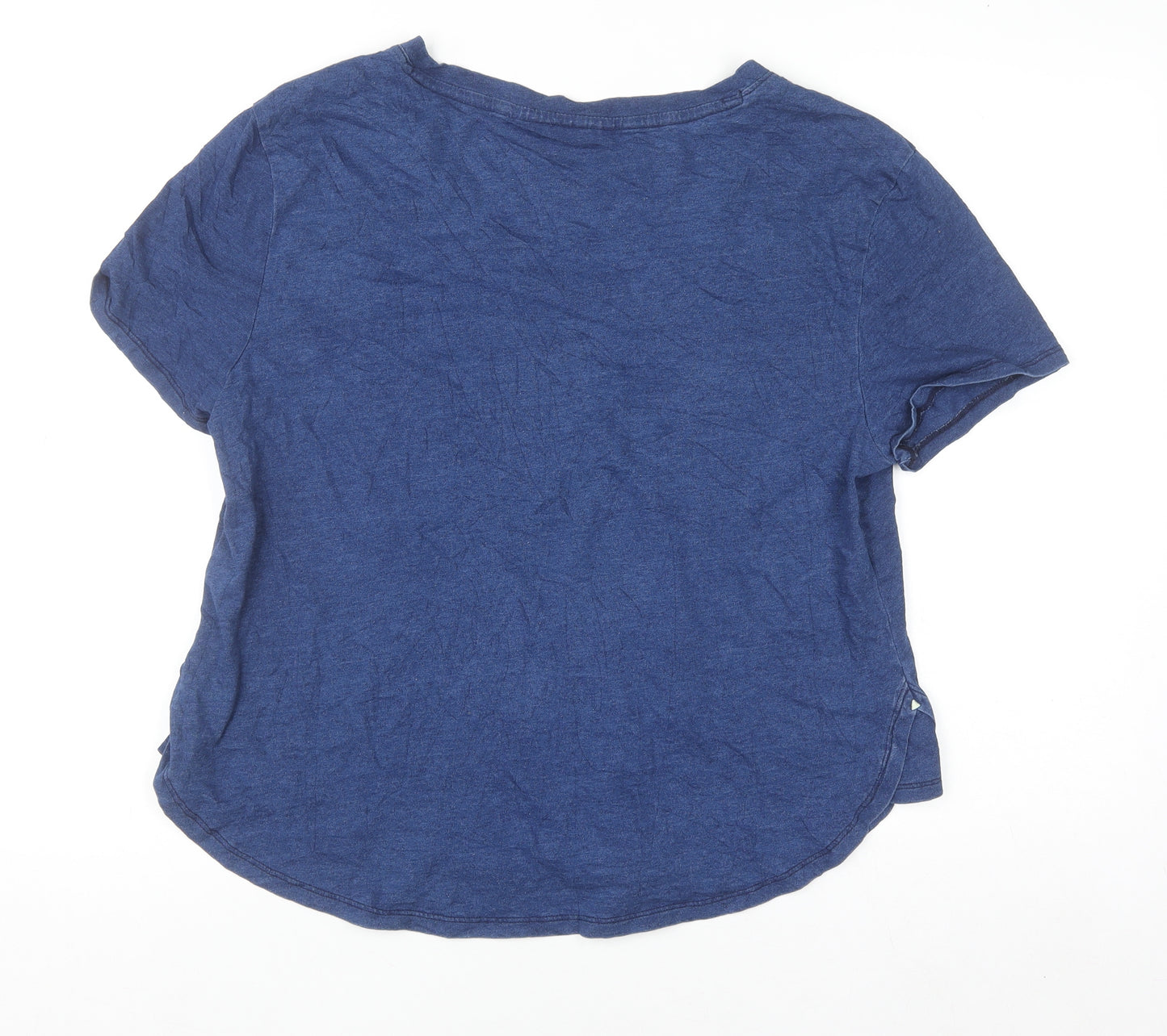 Marks and Spencer Women Blue Cotton Basic Scoop Neck T-Shirt Size 12