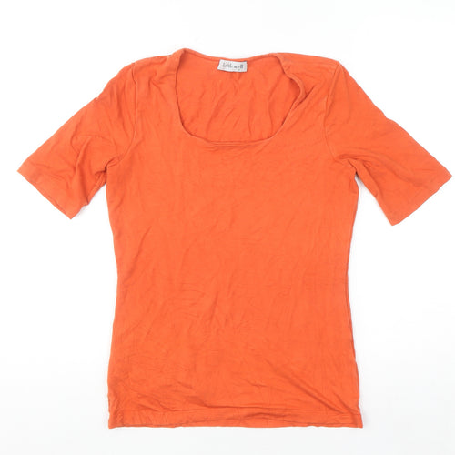 Kettlewell Women’s Orange Short Sleeve Square Neck Basic T-Shirt M