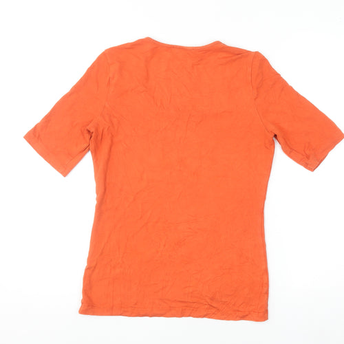 Kettlewell Women’s Orange Short Sleeve Square Neck Basic T-Shirt M