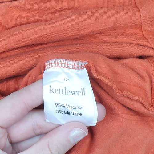 Kettlewell Women’s Orange Short Sleeve Square Neck Basic T-Shirt M