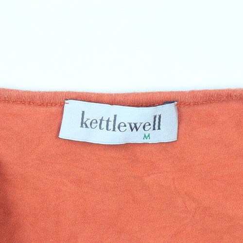 Kettlewell Women’s Orange Short Sleeve Square Neck Basic T-Shirt M
