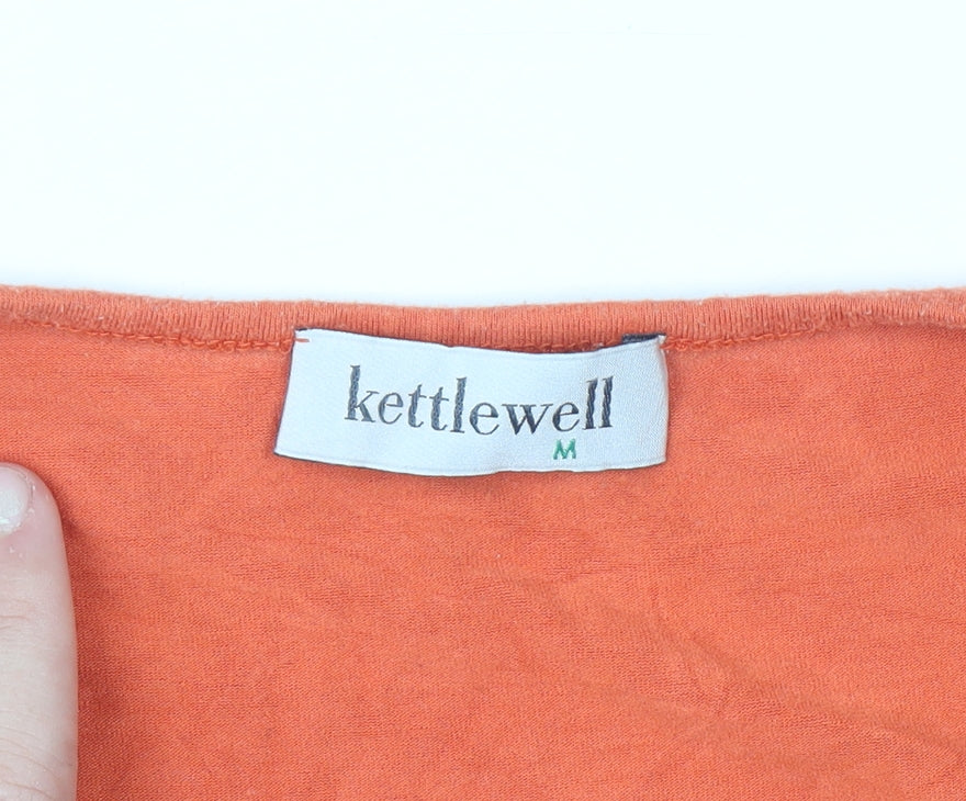 Kettlewell Women’s Orange Short Sleeve Square Neck Basic T-Shirt M