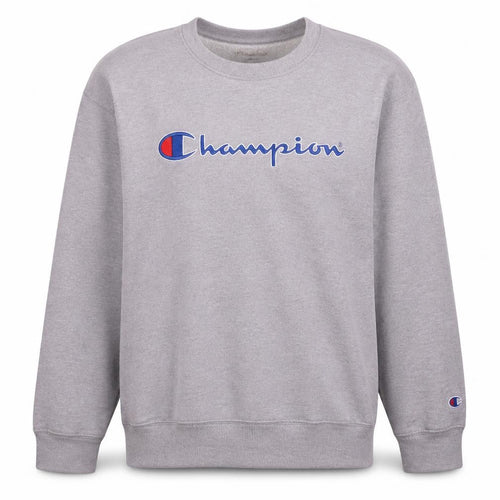 Champion Men's Grey Logo Crew Neck Fleece Sweatshirt Size M