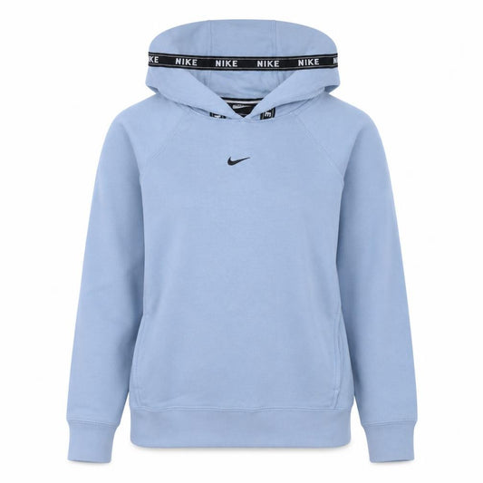 Front view of Nike women’s light blue xs pullover hoodie 80% cotton sweatshirt