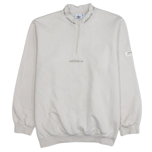 Adidas Men's Beige 1/4 Zip High Neck Sweatshirt Size M