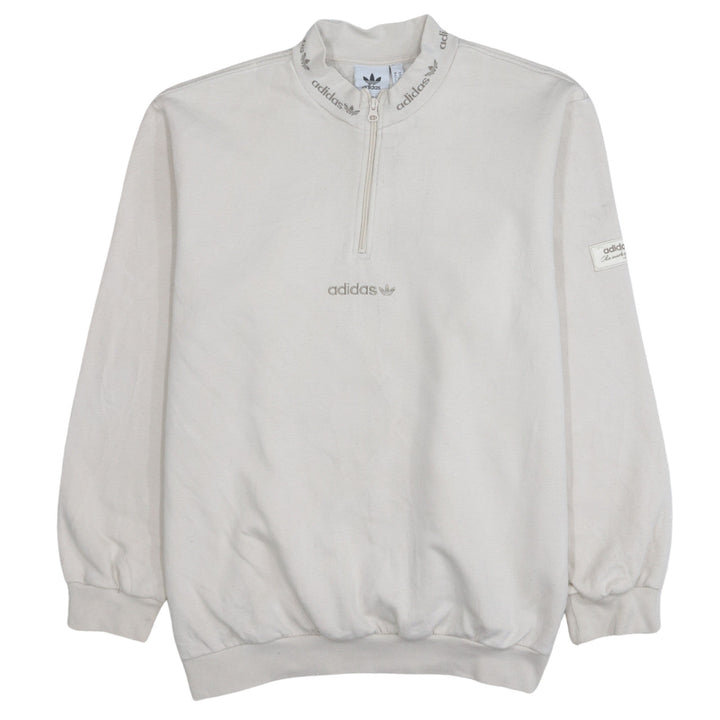 Adidas Men's Beige 1/4 Zip High Neck Sweatshirt Size M