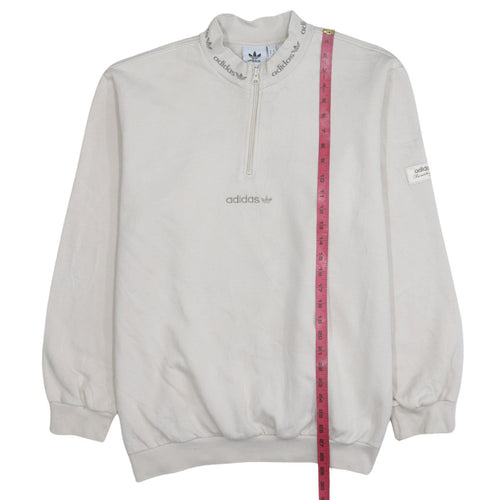 Adidas Men's Beige 1/4 Zip High Neck Sweatshirt Size M