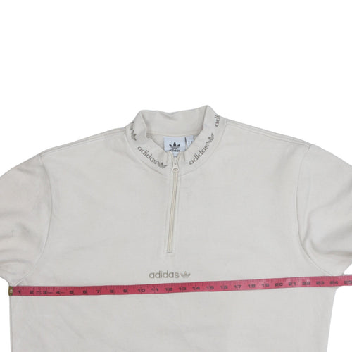 Adidas Men's Beige 1/4 Zip High Neck Sweatshirt Size M