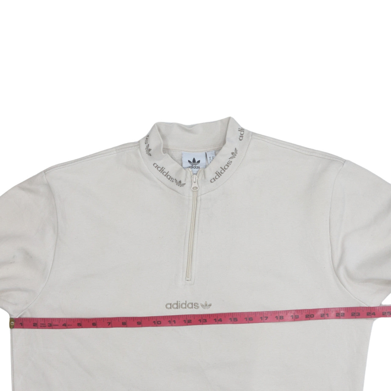 Adidas Men's Beige 1/4 Zip High Neck Sweatshirt Size M