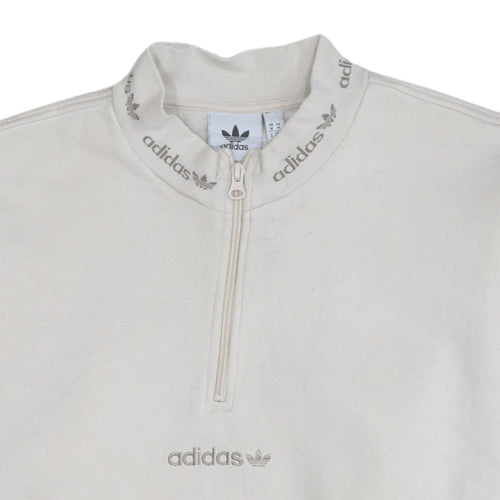 Adidas Men's Beige 1/4 Zip High Neck Sweatshirt Size M