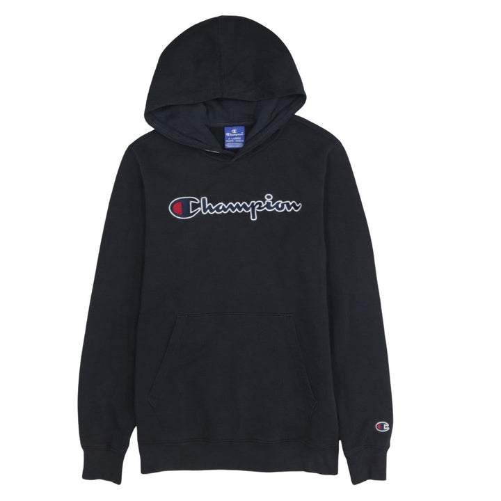 Champion Boys Black Pullover Hoodie XL 13-14 Years Cotton Blend Logo Print