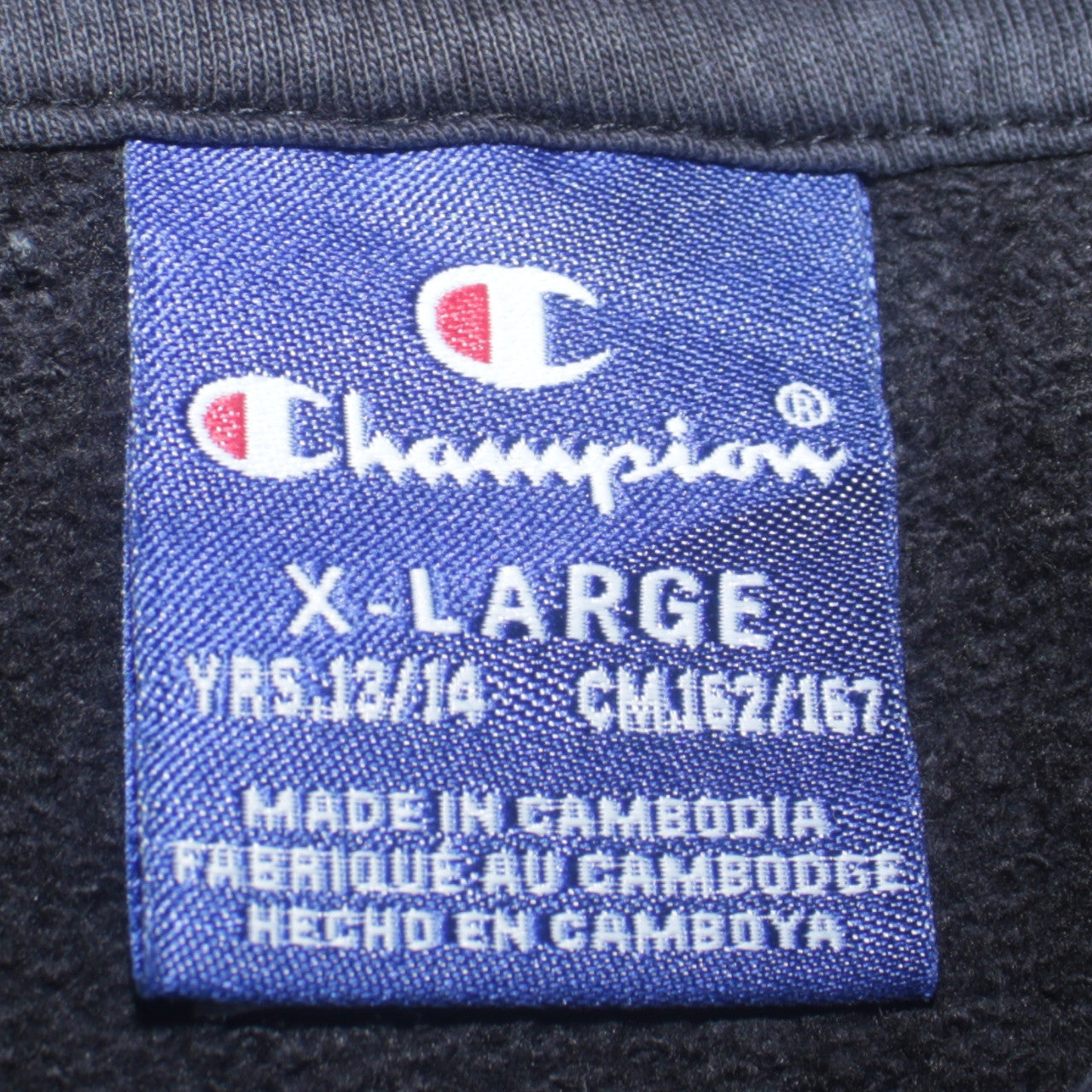 Champion Boys Black Pullover Hoodie XL 13-14 Years Cotton Blend Logo Print