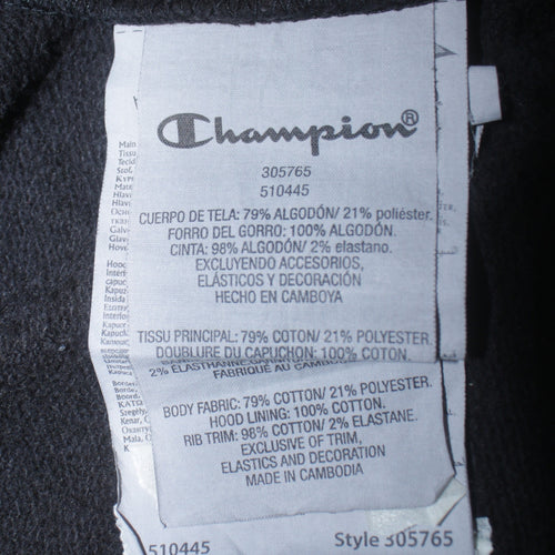 Champion Boys Black Pullover Hoodie XL 13-14 Years Cotton Blend Logo Print