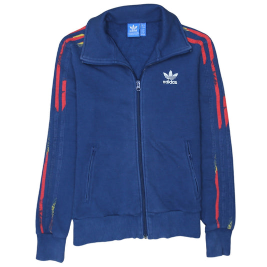 Adidas Women Blue Full Zip Hoodie Sweatshirt Size 8 Retro Logo