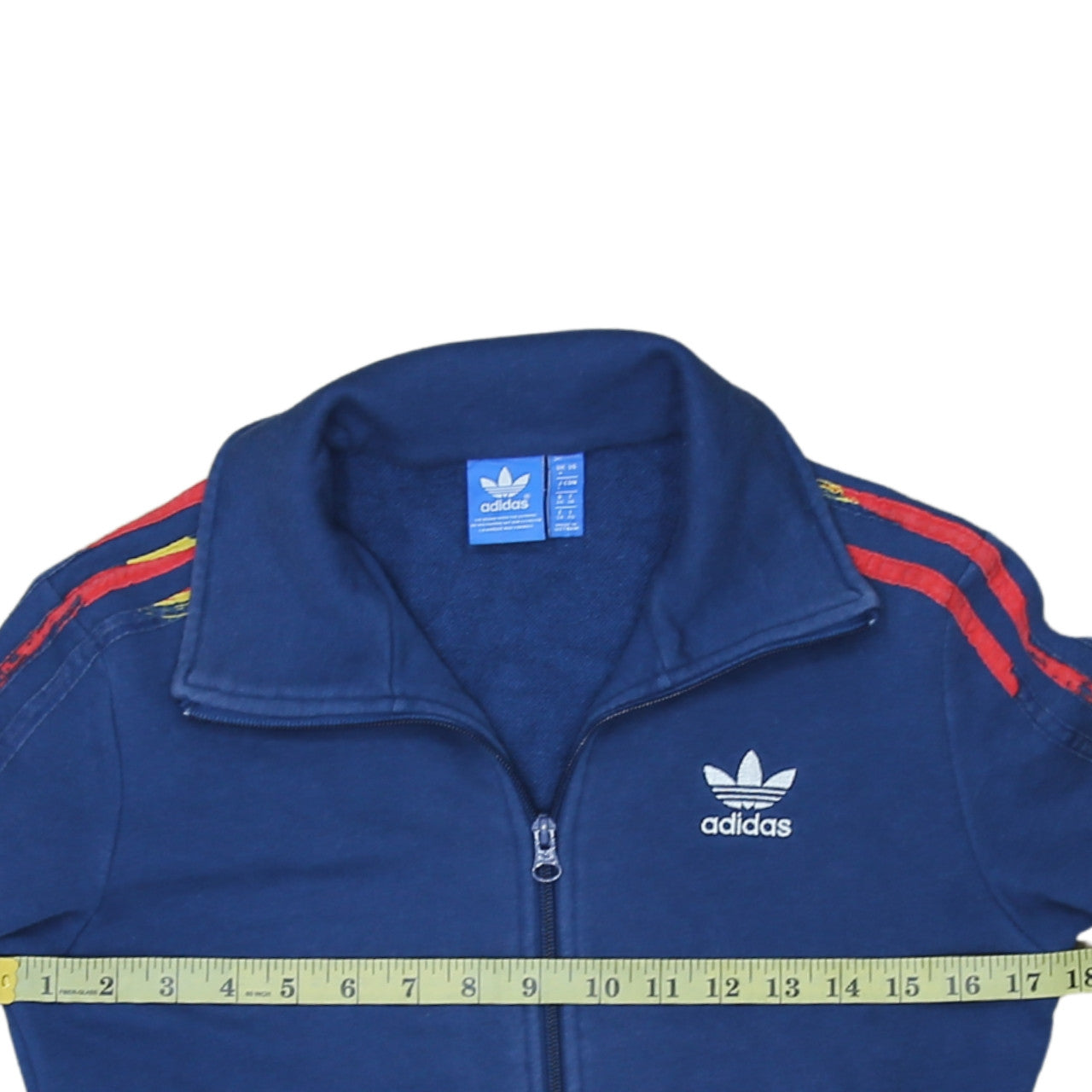 Adidas Women Blue Full Zip Hoodie Sweatshirt Size 8 Retro Logo