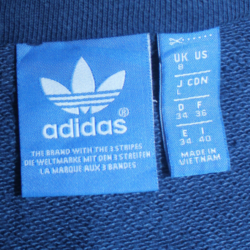 Adidas Women Blue Full Zip Hoodie Sweatshirt Size 8 Retro Logo