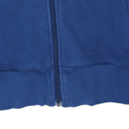 Adidas Women Blue Full Zip Hoodie Sweatshirt Size 8 Retro Logo