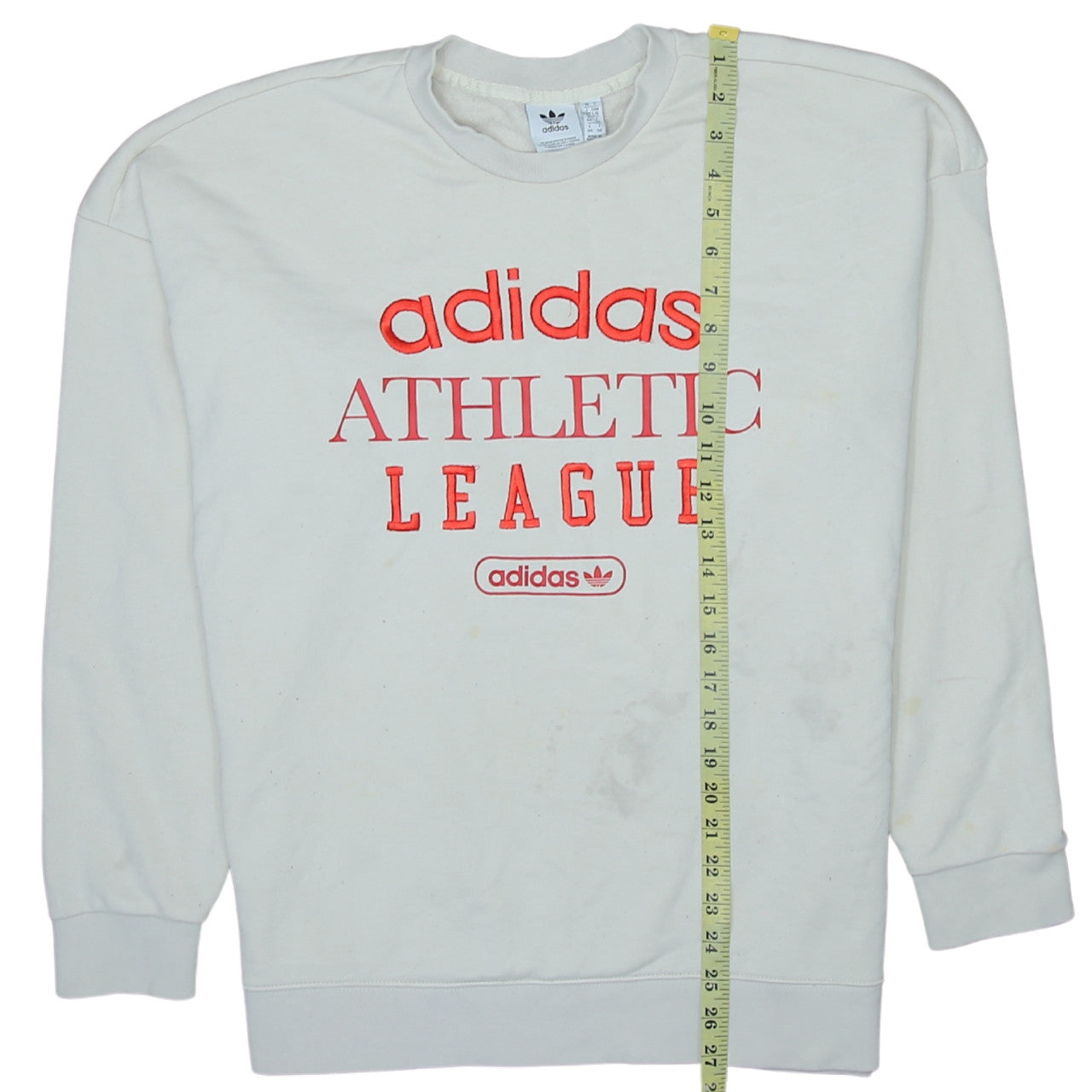 Adidas Womens White Crew Neck Pullover Sweatshirt L Logo Athletic League