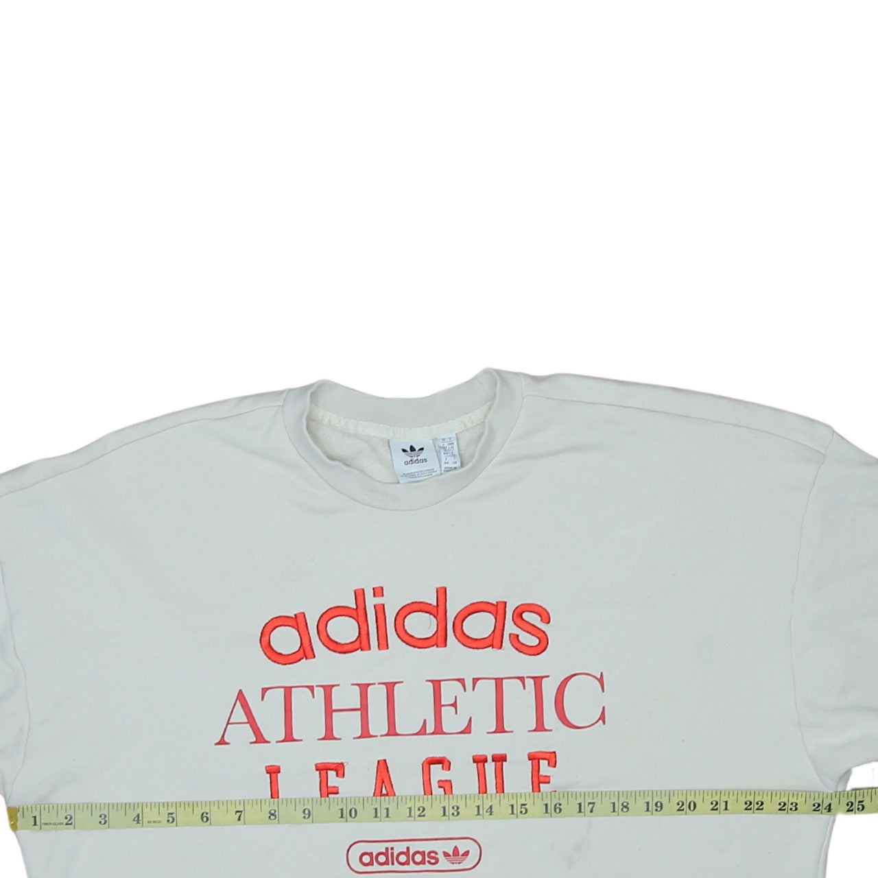 Adidas Womens White Crew Neck Pullover Sweatshirt L Logo Athletic League