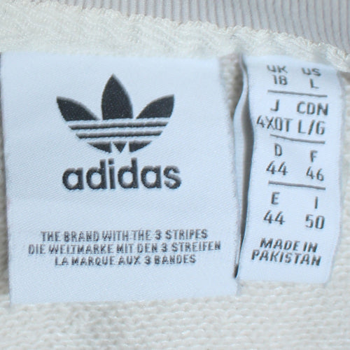 Adidas Womens White Crew Neck Pullover Sweatshirt L Logo Athletic League