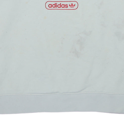 Adidas Womens White Crew Neck Pullover Sweatshirt L Logo Athletic League