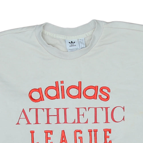 Adidas Womens White Crew Neck Pullover Sweatshirt L Logo Athletic League