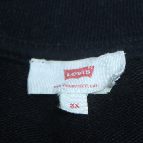 Levi's Women Black Pullover Sweatshirt 2XS Floral Embroidered Logo Cotton