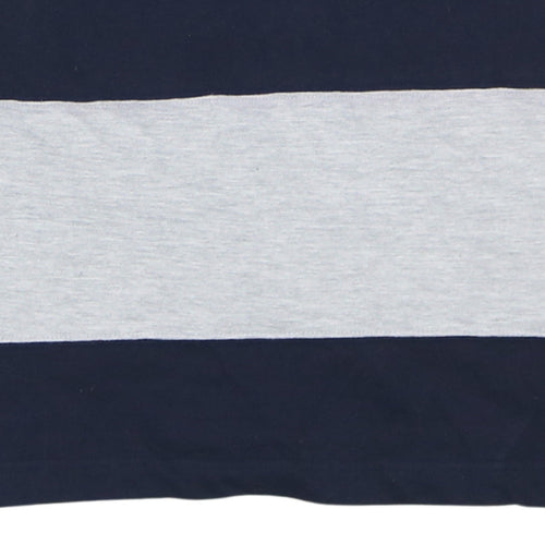 Front Row Mens Blue & Grey Striped Heavyweight Cotton Rugby Polo Shirt XL