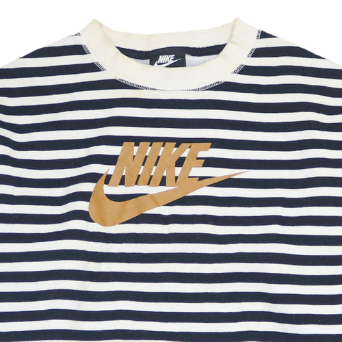 Nike Women’s Navy White Striped Logo Pullover Sweatshirt Small