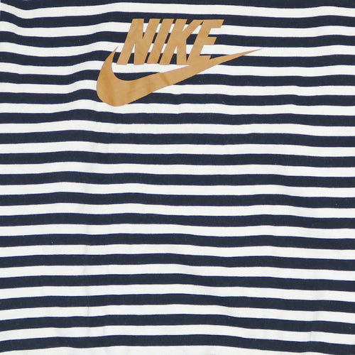 Nike Women’s Navy White Striped Logo Pullover Sweatshirt Small
