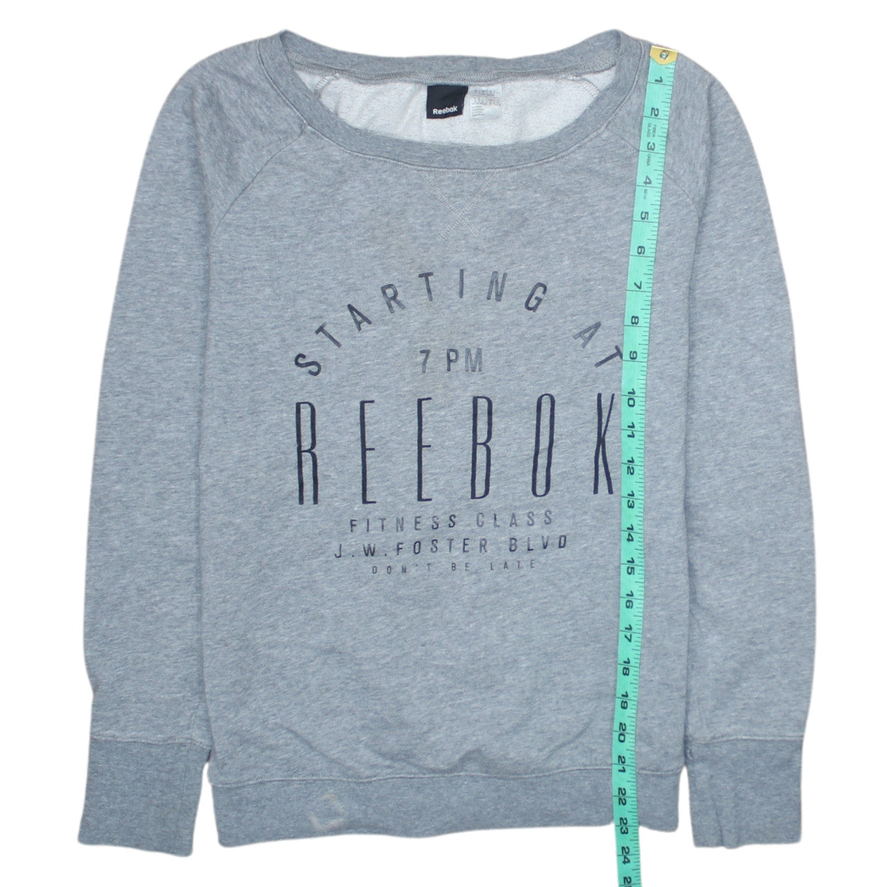 Reebok Womens Grey Cotton Blend Crew Neck Pullover Sweatshirt M