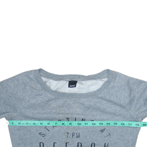 Reebok Womens Grey Cotton Blend Crew Neck Pullover Sweatshirt M