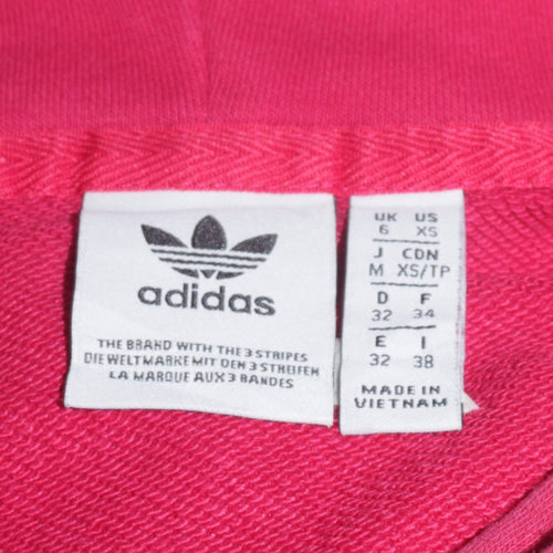 Adidas Womens Pink Hoodie XS Pullover Logo Hooded Sweatshirt