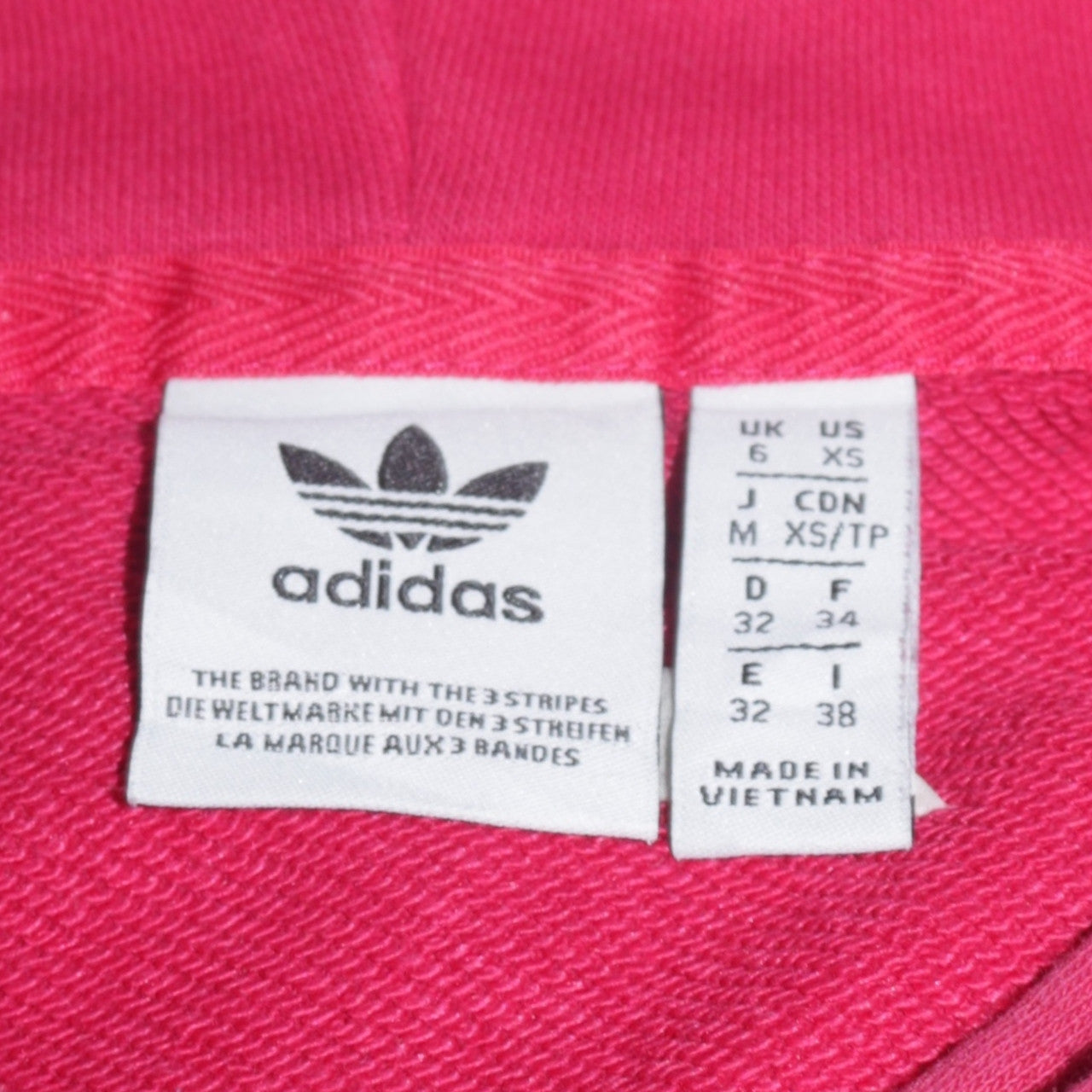 Adidas Womens Pink Hoodie XS Pullover Logo Hooded Sweatshirt