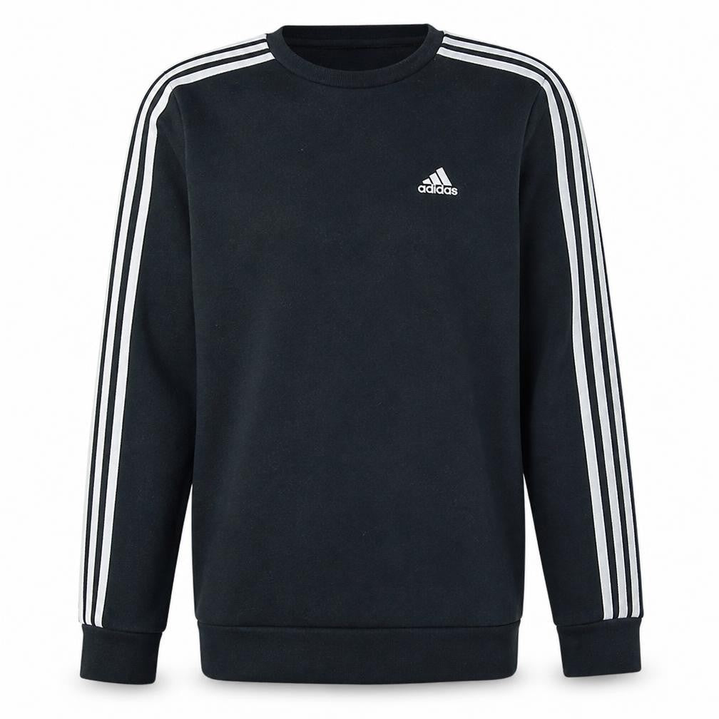 Front view of adidas Men's Black Small Crew Neck Pullover Sweatshirt
